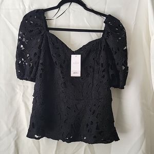 Lipsy London Peplum Puff Sleeve Top NWT